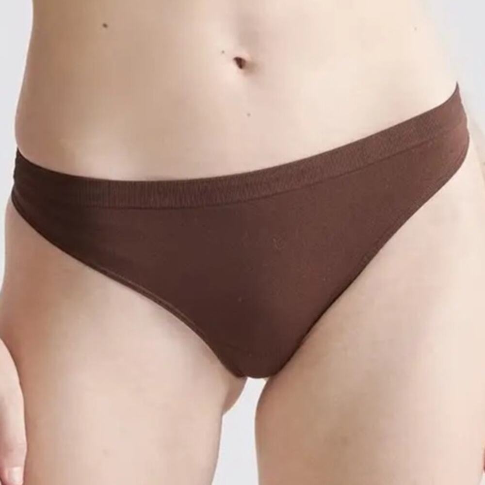 Set of 6 Quince Small Smoothing Comfort Thong Seamless Low Rise Cocoa Brown